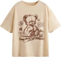 Drop Shoulder Tee, Cartoon Outfits, Oversized Tee, Plus Size T Shirts, Cute Shirts, T Shirt Top, Half Sleeves