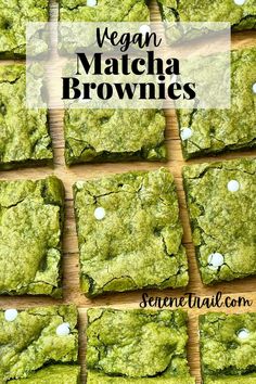 vegan matcha brownies on a cutting board