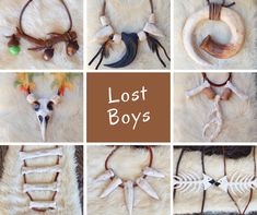 several different types of necklaces made out of animal bones