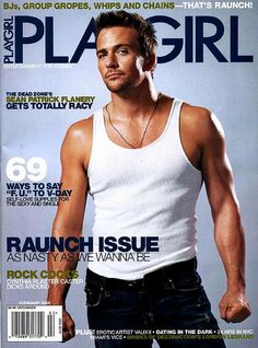 a man in white tank top on the cover of a magazine with his hands in his pockets