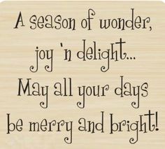 a wooden sign that says, a season of wonder joy'n delight may all your days be merry and bright