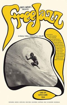 an advertisement for a surfing event with a man riding a wave