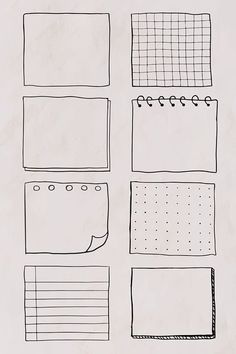 four hand drawn notes with lines and dots on them, all lined up in different directions