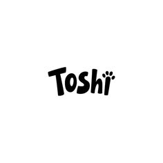 the word toshi written in black ink on a white background