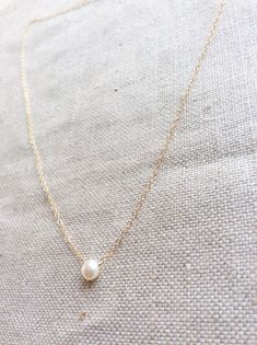 Single Pearl Necklace Pearl Necklace Fresh by SforSparkleShop Simple Pearl Chain Necklace, Simple Pearl Chain Necklace As Gift, Simple Pearl Necklace Gift, Simple Pearl Necklace For Gift, Gold Pearl Necklace With Simple Chain, Simple Pearl White Pearl Jewelry, Simple Gold Pearl Chain Necklace, Minimalist Pearl Necklace With Pearl Pendant, Simple Pearl Drop Necklace For Gifts