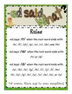 an image of rules for word work with animals and letters on it, including the words