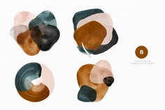 four different colored shapes are shown in this graphic art work, each with an animal's head