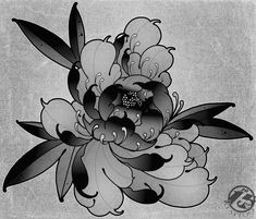 a black and white drawing of a flower