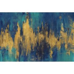 Blue and Gold Abstract Crop by Danhui Nai-VARPDX65135 Image 1 3 Piece Wall Art, Grand Art, Blue Walls, Fine Arts Posters, Blue And Gold, Orren Ellis, Art Abstrait, Picture Wall, High Quality Art Prints