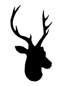 the silhouette of a deer's head is shown in black on a white background