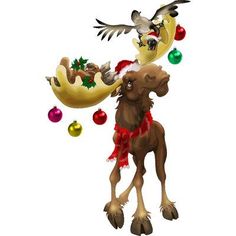 a dog is flying through the air with christmas decorations