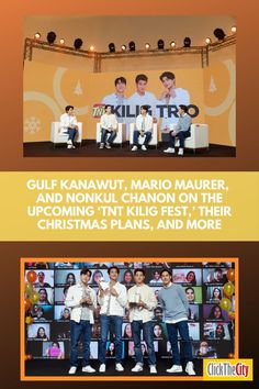 three men standing on stage in front of a screen with the caption gul kanauut, mario maurer, and no kunkuuuuuu chanon on the upcoming coming