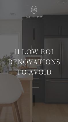 the words i low roi renovations to avoid in front of an image of a kitchen