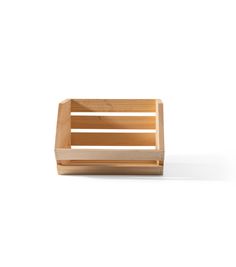 an empty wooden tray on a white background