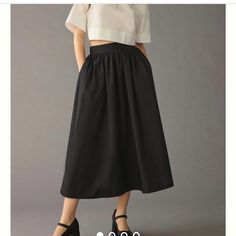 Mare Mare X Anthropologie A-Line Skirt Black Maxi Skirt For Workwear In Summer, Black Maxi Skirt For Summer Workwear, Black Lined Relaxed Skirt Bottoms, Black Midi-length Bottoms With Pockets, Relaxed High Waist Black Skirt, Black High Waist Relaxed Skirt, Black High Waist Relaxed Fit Skirt, Relaxed Fit High Waist Black Skirt, Casual High Waist Black Maxi Skirt