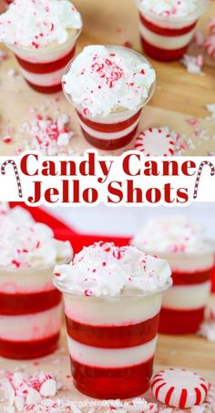 candy cane jello shots with white and red sprinkles