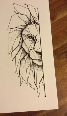 a drawing of a lion with geometric lines on it's face and the words i love