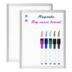 magnetic dry erase board with markers and pens