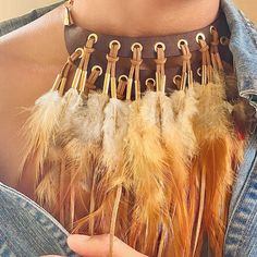 Boho Leather Full Feather Statement Necklace, Tribal Feather Necklace, Brown Leather Length: 16 Inches With 3 Inch Extender Airbrush Clothing, Cultural Costumes, Band Outfits, Ren Fest, Leather Ideas, Feather Necklace, Feather Crafts, Feather Art, Feather Jewelry