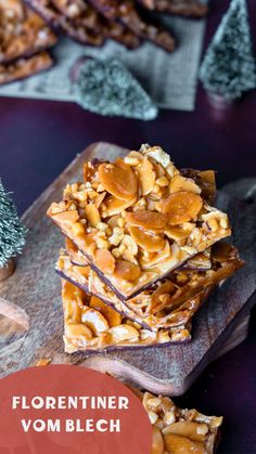 homemade florentier vom blech recipe on a cutting board with pine trees in the background