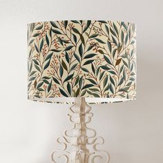 This William Morris style lampshade is actually my own design and is a tribute to a great designer.  William Morris has always played a part in my life;  I was born just a few hundred feet from his famous fabric printing base Abbey Mills in Merton; my Dad worked at the adjacent site when I was a child; in the 1990s when Merton Abbey Mills was converted to a creative hub I did my first ever craft fair there selling my own handmade items.  And now many years later I live in a tiny Devon village wh Drum Lamp Shade, Drum Lamp, Creative Hub, Drum Lampshade, Orange Pattern, Pattern Play, Fabric Printing, Country Home Decor, Green Leaf