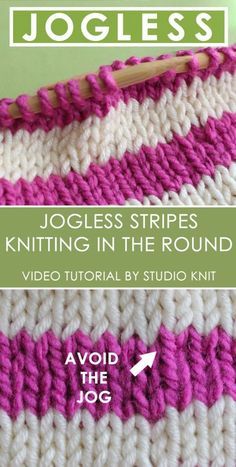 a crocheted blanket with text that reads joggles stripes knitting in the round