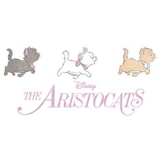 the aristoats logo is shown in pink and white with three cats on it