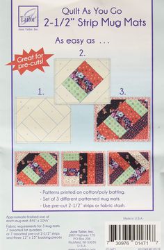 quilt as you go pattern book with instructions