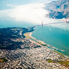 an aerial view of the golden gate bridge