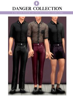 three men in black shirts and maroon pants