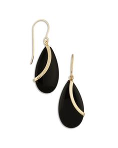 Bloomingdale's Fine Collection 14K Yellow Gold Onyx Almond Drop Earrings - Exclusive Elegant 14k Gold Jewelry With Black Enamel, Black Elegant Earrings For Anniversary, Elegant Black Earrings For Anniversary, Evening 14k Gold Jewelry With Black Enamel, Classic Black Earrings For Formal Occasions, Elegant Black Earrings For Formal Occasions, Elegant Black Formal Earrings, Evening Jewelry In 14k Gold With Black Enamel, Fine Jewelry Black Earrings For Evening