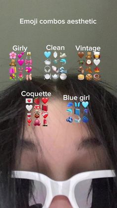 a woman wearing white sunglasses with different emoji icons on her forehead