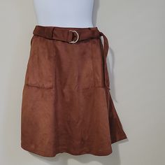 Vegan / Faux Suede Brown Orange Wrap Skirt Size Small - Nwt - Beautiful Fall/Winter Rust / Burnt Orange Color! - See Pics For Measurements Kate Hill Petite Jacket Also Listed In Closet Green Pleated Skirt, Plaid Pleated Mini Skirt, Kate Hill, Red Mini Skirt, Pink Mini Skirt, Distressed Denim Skirt, White Mini Skirt, Tweed Mini Skirt, Burnt Orange Color