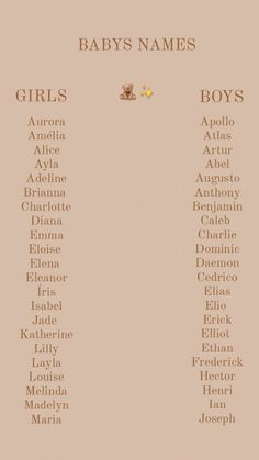 the names of baby names for boys and girls in english, spanish, and latin