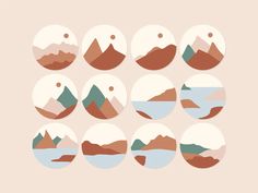 the mountains and lakes are depicted in circles