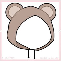 a brown bear hat with ears on it's head is shown in the shape of a