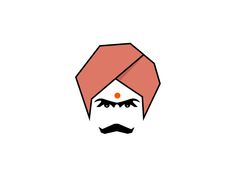 the face of a man with a red turban and mustache on his head