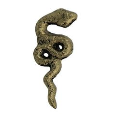 a metal hook with a snake on it's end and two holes in the middle