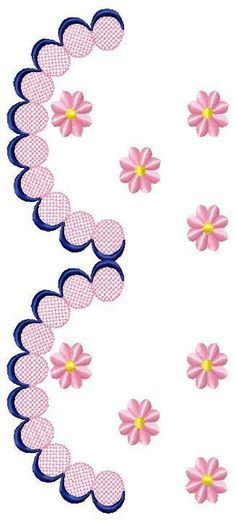 some pink and blue flowers are in the shape of a letter o on a white background