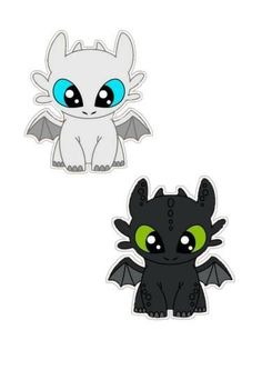 two different types of stickers with green eyes and black dragon on the front, one is