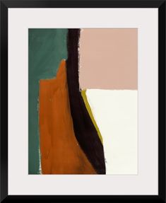 an abstract painting with black, orange and green colors on the bottom half of it