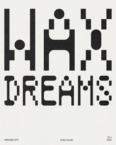 an abstract typeface is shown in black and white