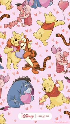 winnie the pooh and friends wallpaper with hearts