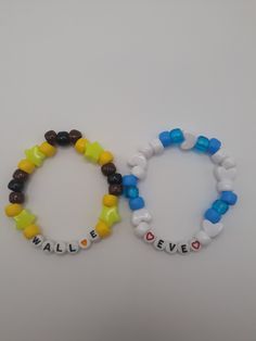 Wall-E and Eve matching bracelets for you and your friend 🌱🥾 This is a set. 1 quantity = both bracelets Each bracelet is one size, approximately 28 beads 🤍 This item is handmade by me - Please refrain from tugging on the items, be gentle! It may cause breakage for this is handmade. Handle with care! 🤍About my store - Make sure your address and payment information is valid before purchase. - Once I ship a package it is not in my hands anymore. If something were to happen to your package (ex. lost, or stolen) that is on the shipping provider (ex. usps) - All sales are final, no refunds, returns, or exchanges. - But of course if you have any questions don't hesitate to contact me! Friend Bracelet Ideas, Matching Best Friend Bracelets, Matching Bracelet Ideas, Disney Bracelets, Wall E And Eve, Letter Bead Bracelets, My L, Disney Bracelet, Best Friend Bracelets