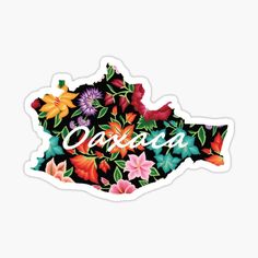 the map of jamaica with colorful flowers sticker