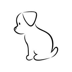 a black and white drawing of a dog's head sitting down on the ground