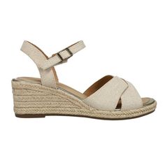 Elevate any outfit in the Shandra sandals. It features crisscross straps on the upper, superior arch support and a durable outsole. Plus, it offers an adjustable ankle strap for a secure fit. Size: 9.  Color: Beige.  Gender: female.  Age Group: adult. Slip On Pumps, Women's Espadrilles, Easy Spirit, Espadrille Wedge, Beige Shoes, Casual Sandals, Espadrilles Wedges, Casual Shoes Women, Black Pumps