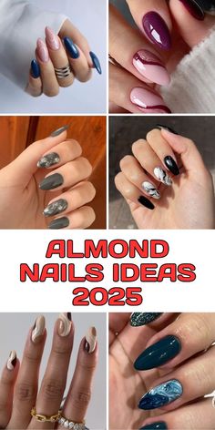 Trendy Almond Nails Designs, Nail Ideas Almond Short, Almond Nails Autumn, Simple Almond Nails, Gel Almond Nails, Matte Almond Nails, Almond Nails Ideas, Almond Shaped Nails Designs, White Almond Nails