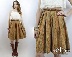 High Waisted Skirt 1970s Skirt 70s Skirt Hippie Skirt Floral Skirt Hippy Skirt Full Skirt Vintage 70 Retro Pleated Brown Skirt, Spring Vintage Skirt For Vintage Fashion, Vintage Fashion Skirt For Spring, Vintage Knee-length Brown Skirt, Spring Vintage Fashion Skirt, Vintage Brown Flowy Skirt, Vintage Brown Knee-length Skirt, Vintage Brown Skirted Bottoms, Retro Full Mini Skirt For Spring