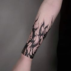 Abstract Tattoo Designs, Blackout Tattoo, Flame Tattoos, Fire Tattoo, Creepy Tattoos, Hand Tattoos For Women, Calf Tattoo, Dark Tattoo, Black Ink Tattoos